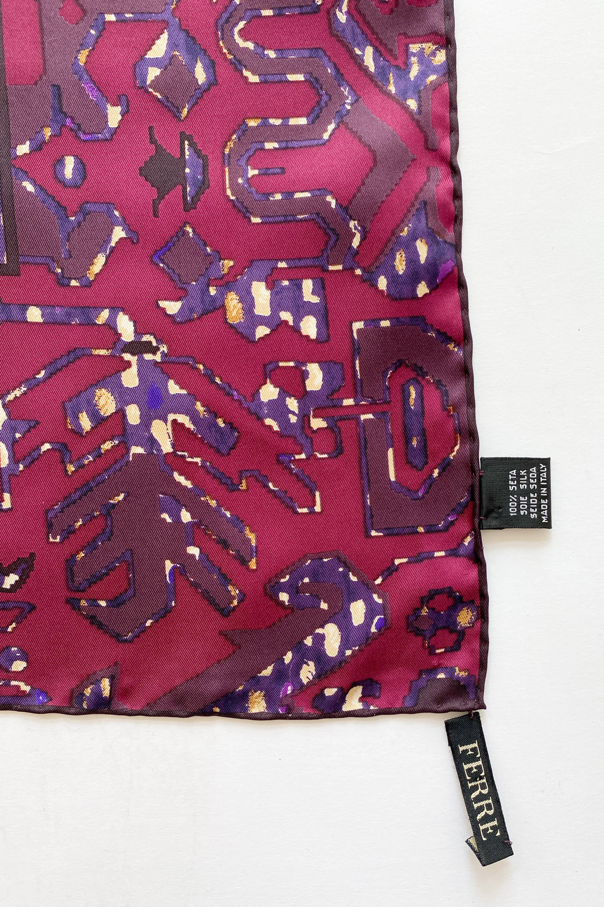 1990s Gianfranco Ferre Aubergine Foulard Silk Scarf — Wayward